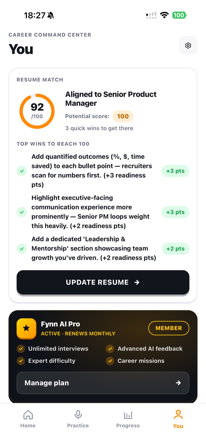 Resume analysis screen